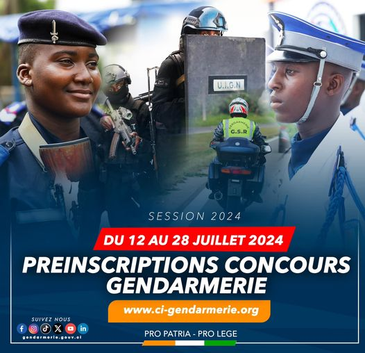Concours Gendarmerie 2024 CI: Comment se préinscrire ?