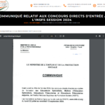 Calendrier des Concours Directs d'Entrée à l'INSFS Session 2024 au CI